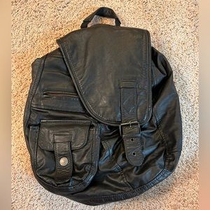 Paris Dakar Leather Back Pack Black